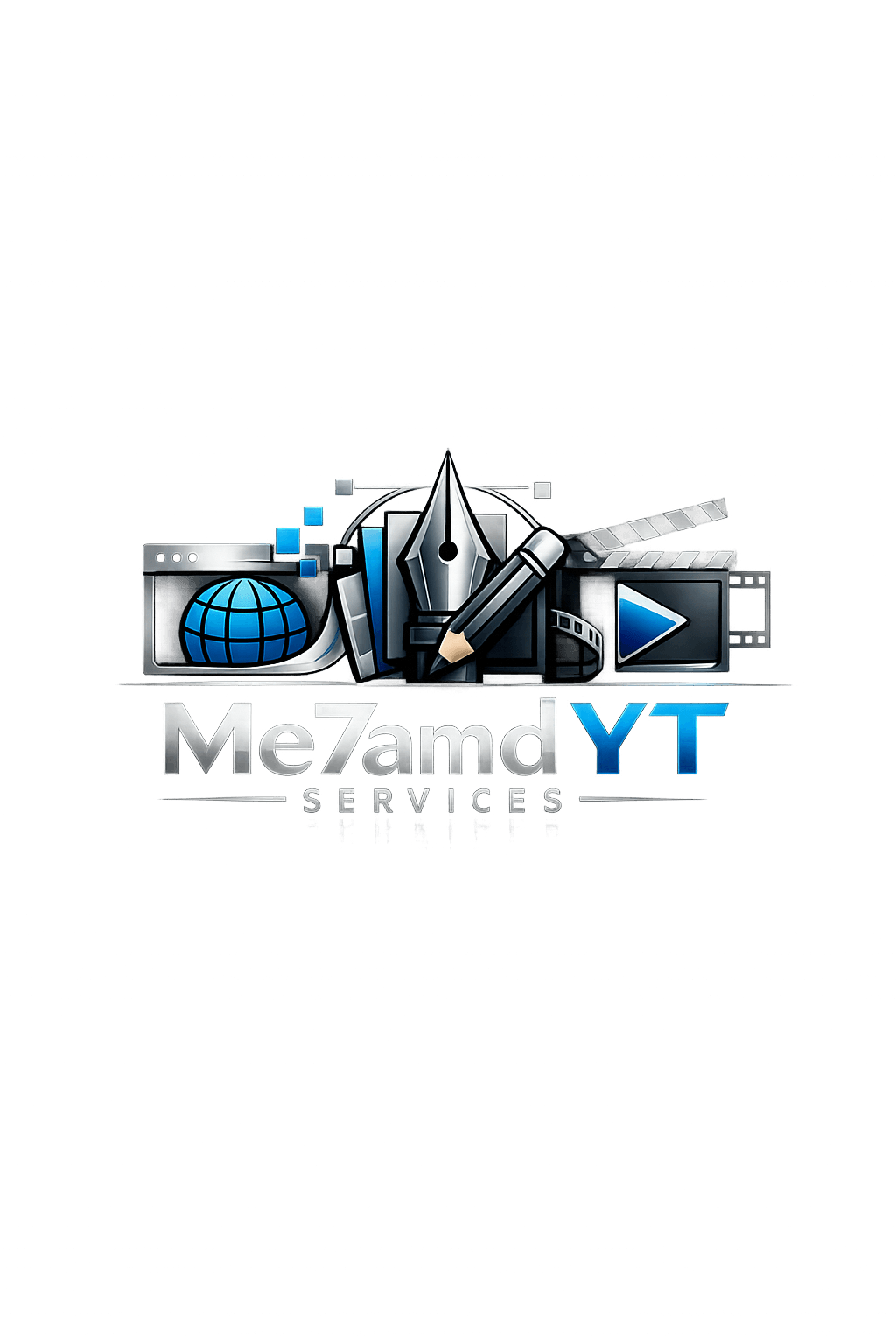 Logo for Me7amd YT Services featuring digital and design elements.
