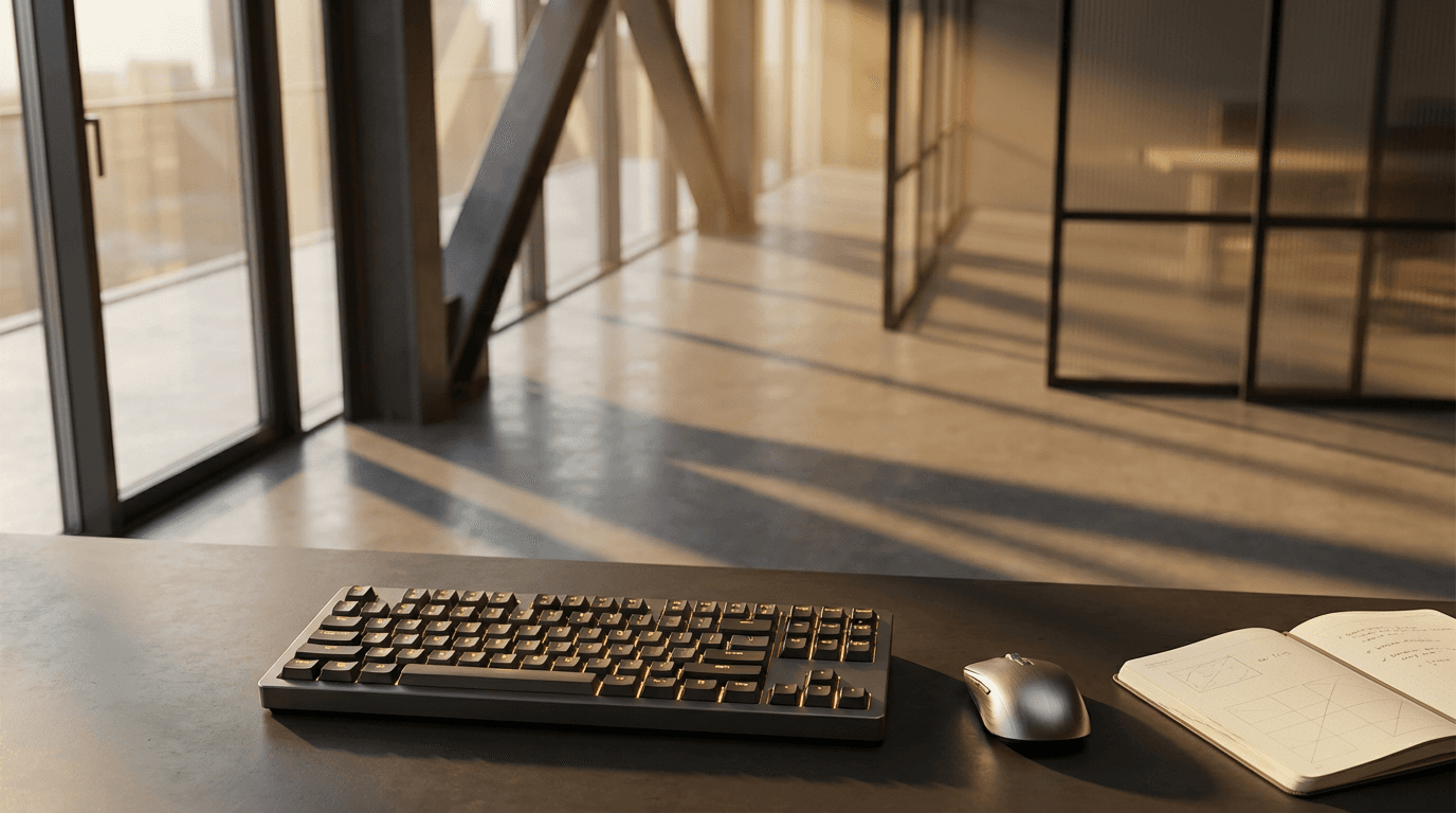 مساحة عمل رقمية حديثة مع شاشات تعرض أعمال تصميم احترافية