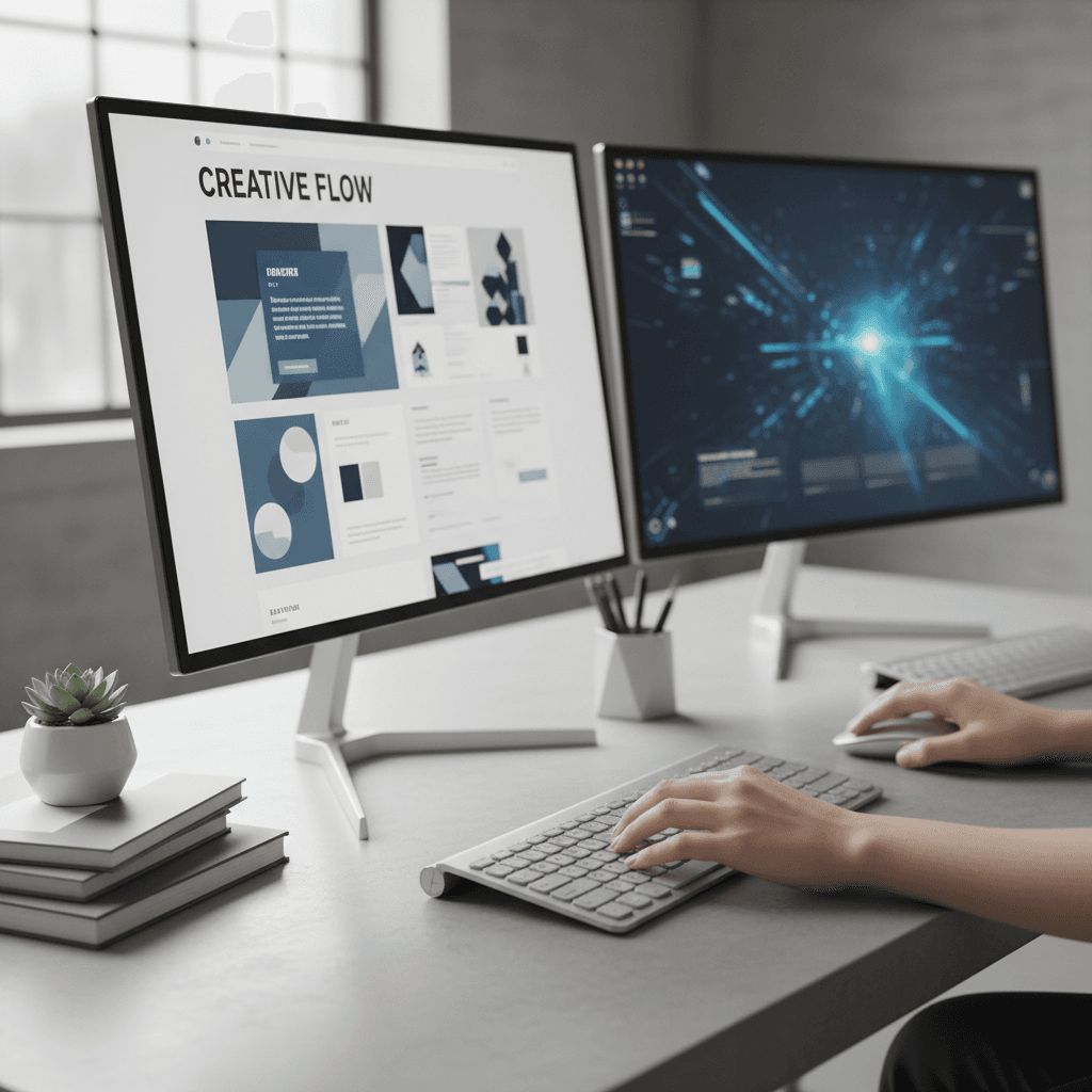 متخصص في التصميم يعمل على مشاريع رقمية متقدمة في بيئة مهنية حديثة